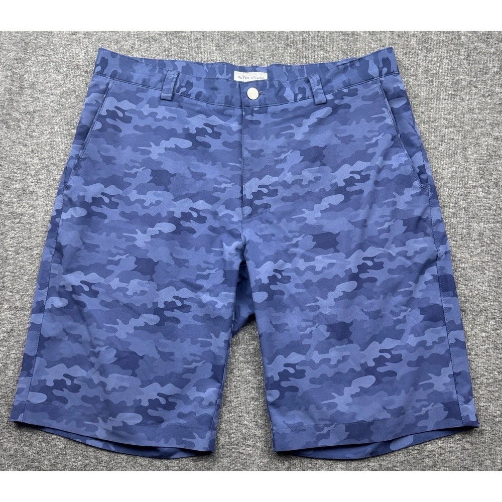 Peter Millar Shorts Camo Mens Sz 34 Performance Hybrid‎ Blue Golf Shackleford